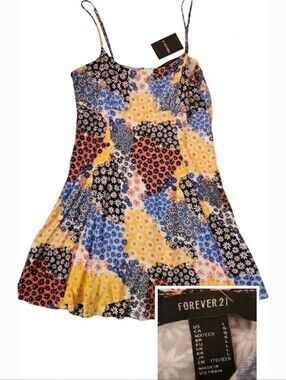 Forever 21 Floral Patchwork Mini Dress Size Large Multicolor
